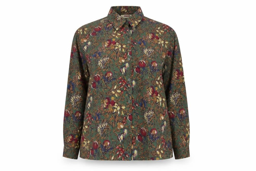 Front view of Pitlochry Women's Multicoloured Floral Button-Up Shirt