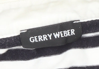 Gerry Weber Women's Black & White Striped Long Sleeve Lace-up Top