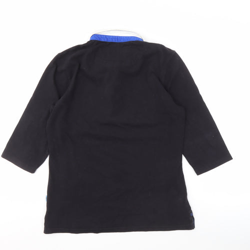 Sportfolio Unisex Black 3/4 Sleeve Rugby Polo Size 12