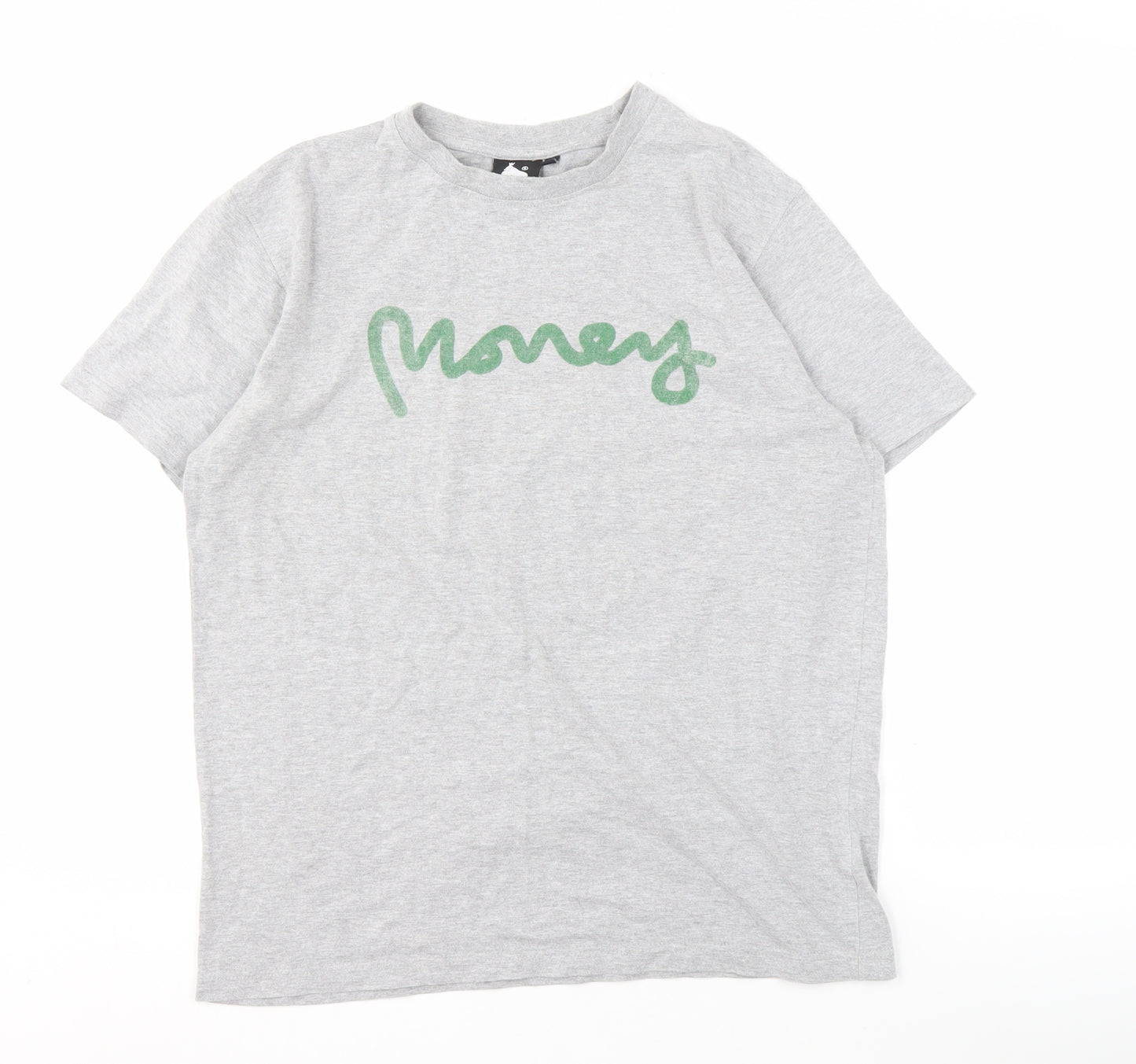 Money Men's Grey Cotton T-Shirt, Size M, Logo Accent