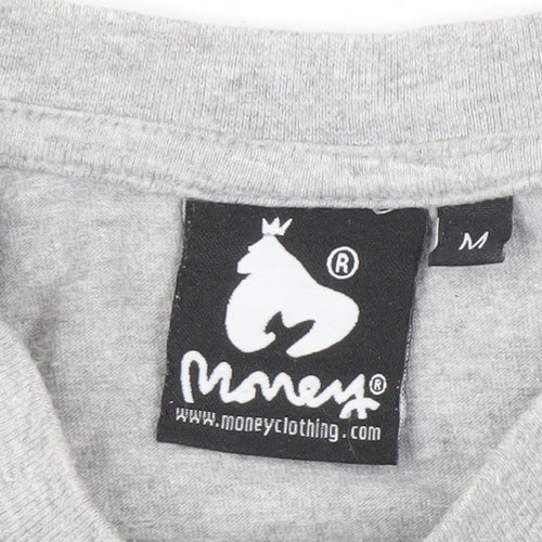 Money Men's Grey Cotton T-Shirt, Size M, Logo Accent