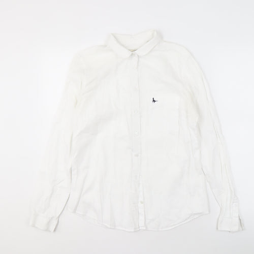 Jack Wills Women's White Button-Up Shirt Size 12