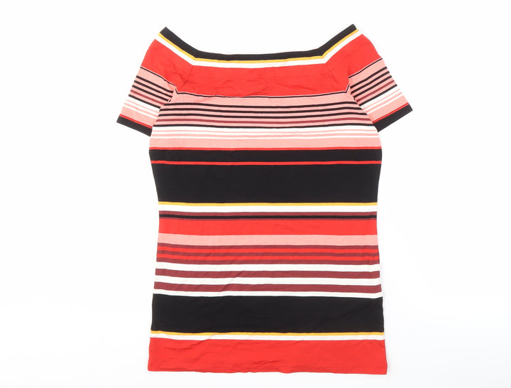 Oasis Women's Multicoloured Striped Ringer T-Shirt M
