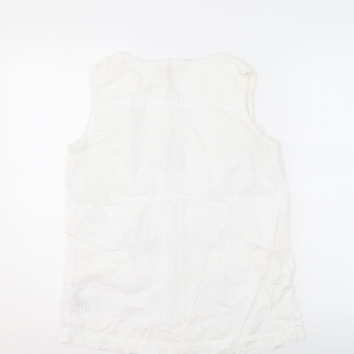 Beacon Cove Women's White Cotton Henley Tank Top Size 10