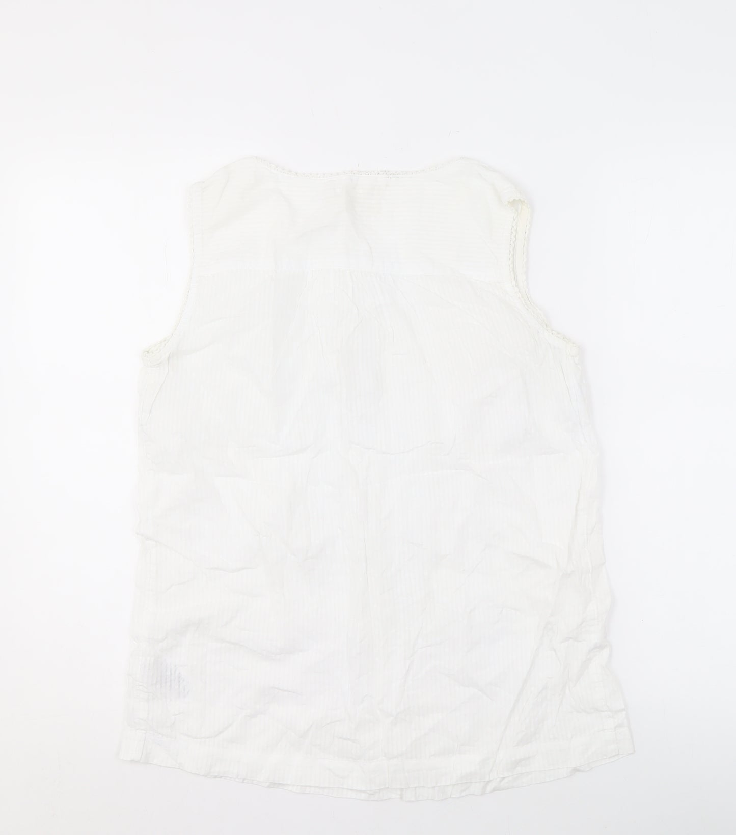 Beacon Cove Women's White Cotton Henley Tank Top Size 10
