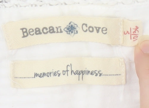 Beacon Cove Women's White Cotton Henley Tank Top Size 10