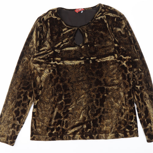 Taifun Women's Gold Paisley Velvet Blouse, Size 14