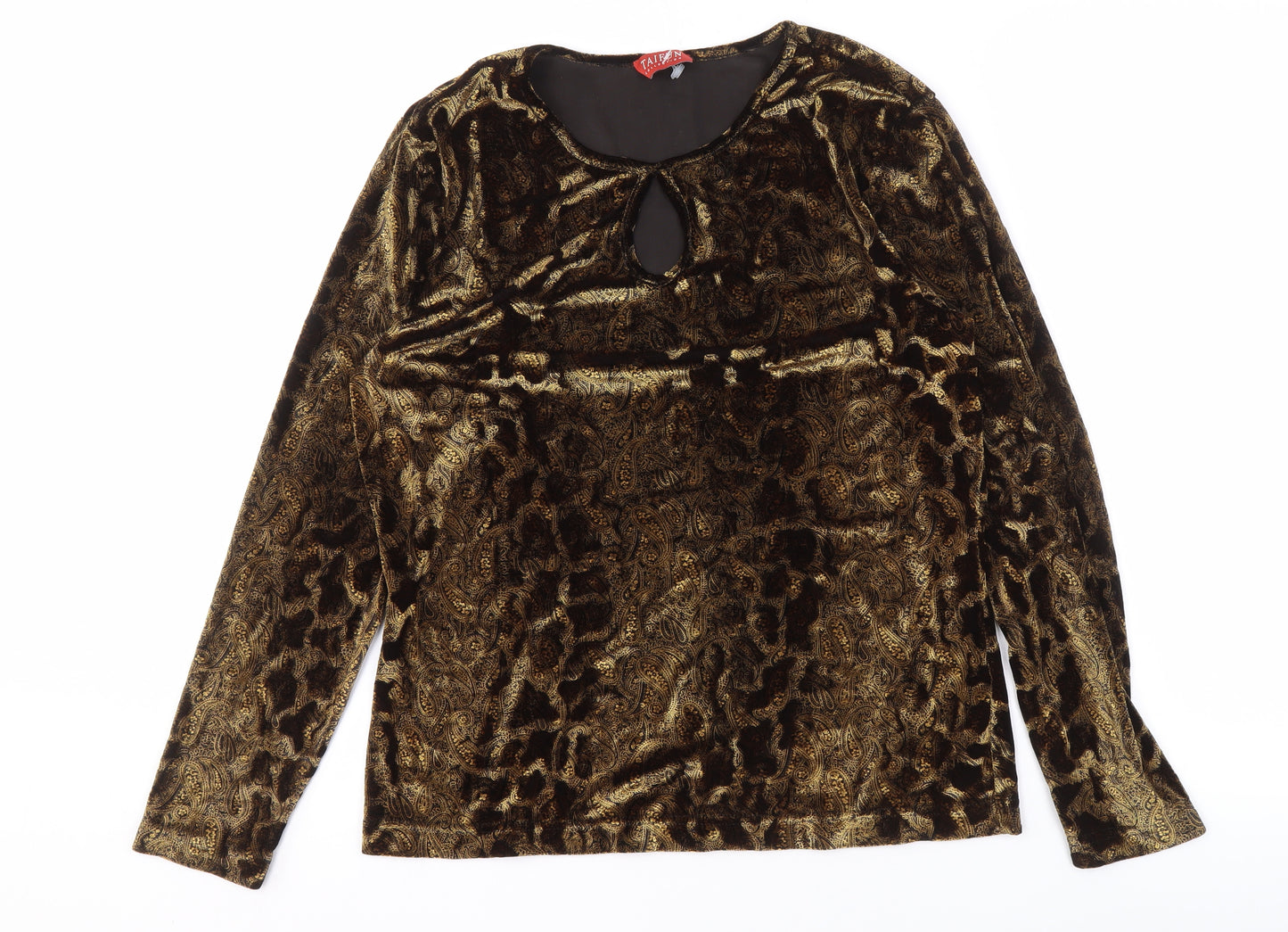 Taifun Women's Gold Paisley Velvet Blouse, Size 14