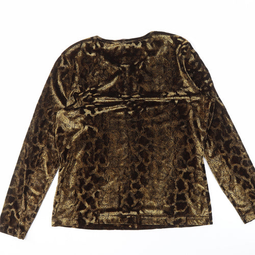 Taifun Women's Gold Paisley Velvet Blouse, Size 14