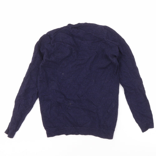 Zara Women's Blue Wool V-Neck Pullover Jumper Size 10