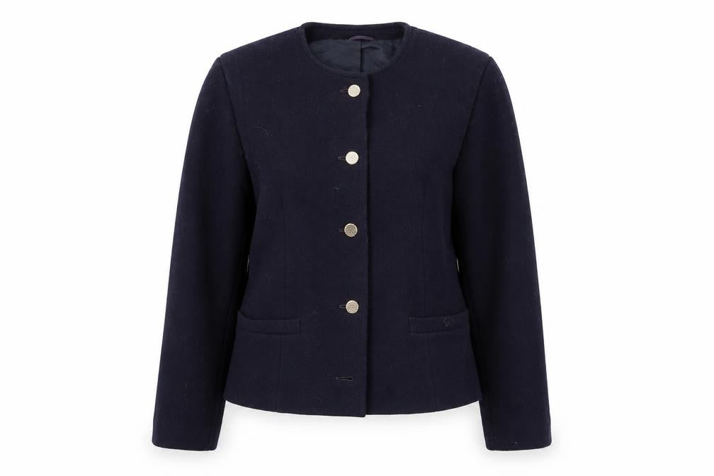 Front view of Alexon Women's Black Wool-Blend Buttoned Jacket