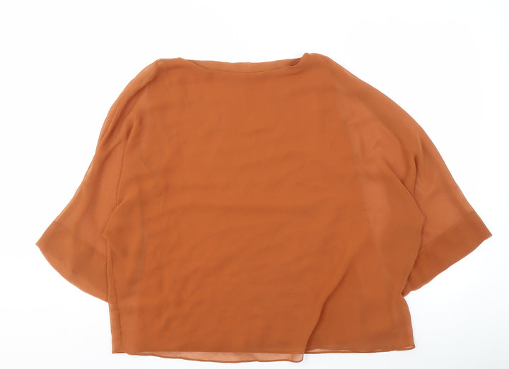 Wallis Women's Brown Blouse - Size M, Boat Neck, Solid