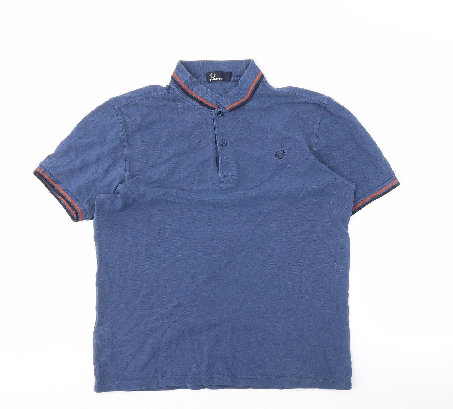 Fred Perry Men's Blue Polo Shirt L Size Solid Short Sleeve