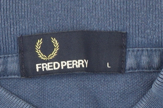 Fred Perry Men's Blue Polo Shirt L Size Solid Short Sleeve