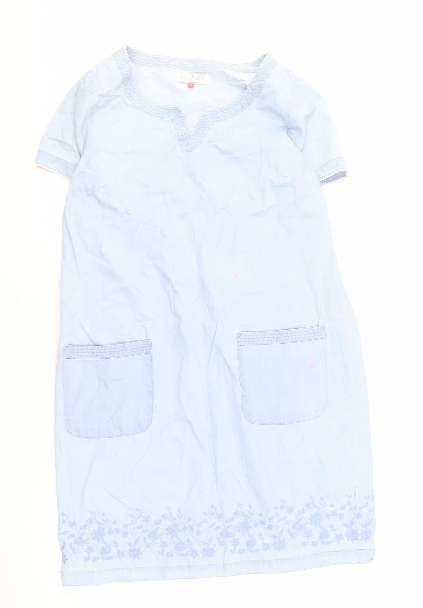 Brakeburn Women's Blue Cotton Knee Length Shift Dress