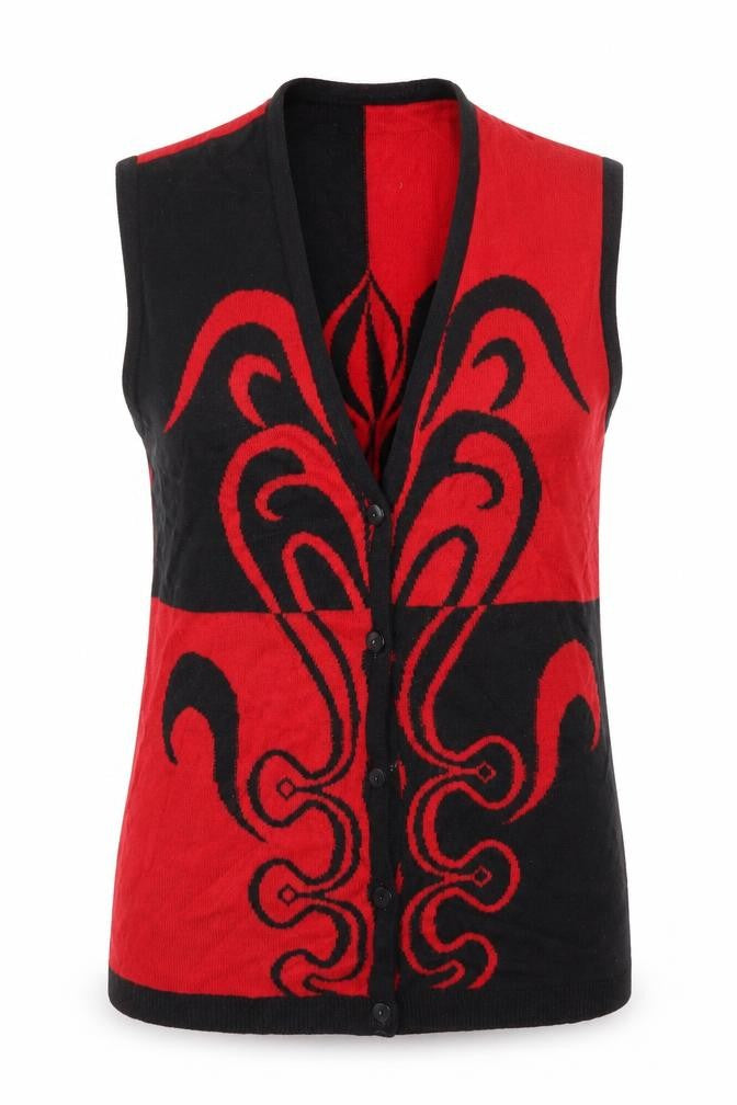 Front view of Hamells Women's Red and Black Cardigan -, size S