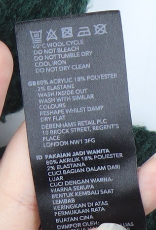 RJR John Rocha Women's Green Roll Neck Jumper Size 14