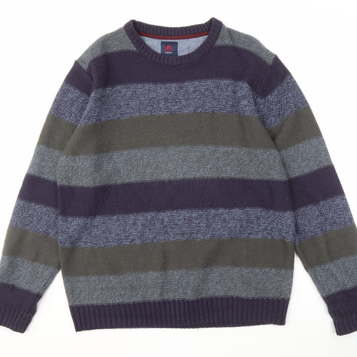 One Valley Men's XL Multicoloured Striped Pullover Jumper