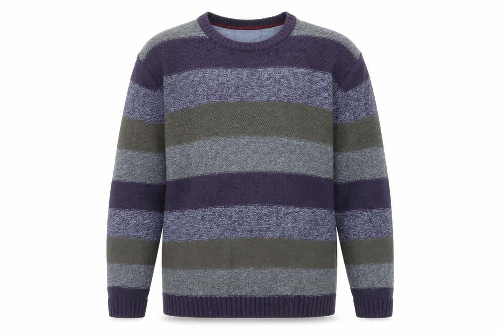 Front view of One Valley Men's XL Multicoloured Striped jumper