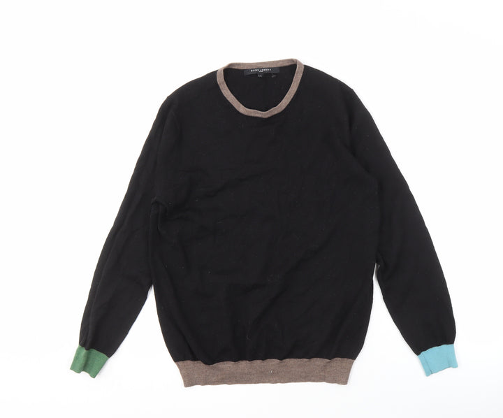 Guide London Men's Black Crew Neck Pullover Jumper, Size M