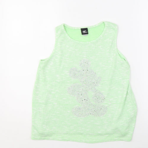 Disney Girls Green Tank Top - 11-12 Years, Cartoon Graphic