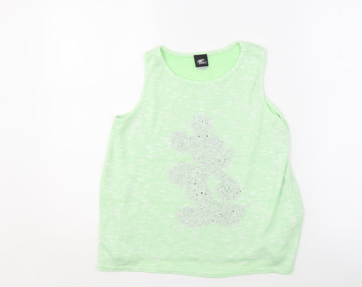 Disney Girls Green Tank Top - 11-12 Years, Cartoon Graphic