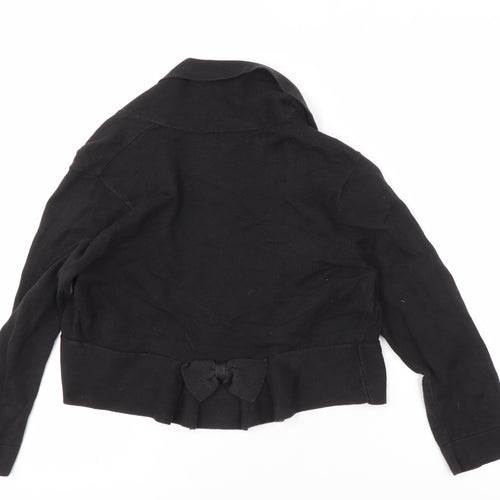 Monsoon Women's Black Medium Open Front Cardigan with Bow