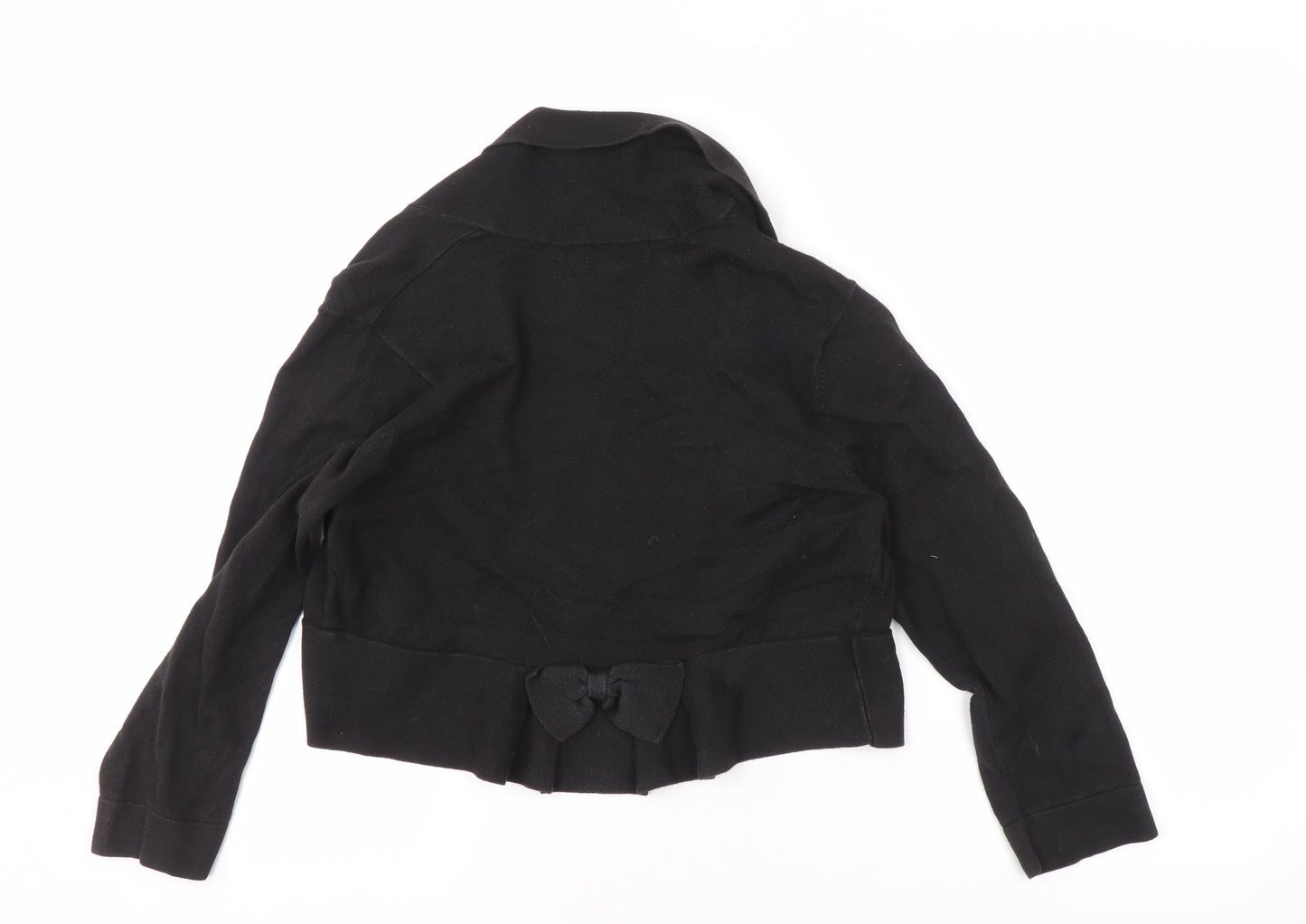 Monsoon Women's Black Medium Open Front Cardigan with Bow