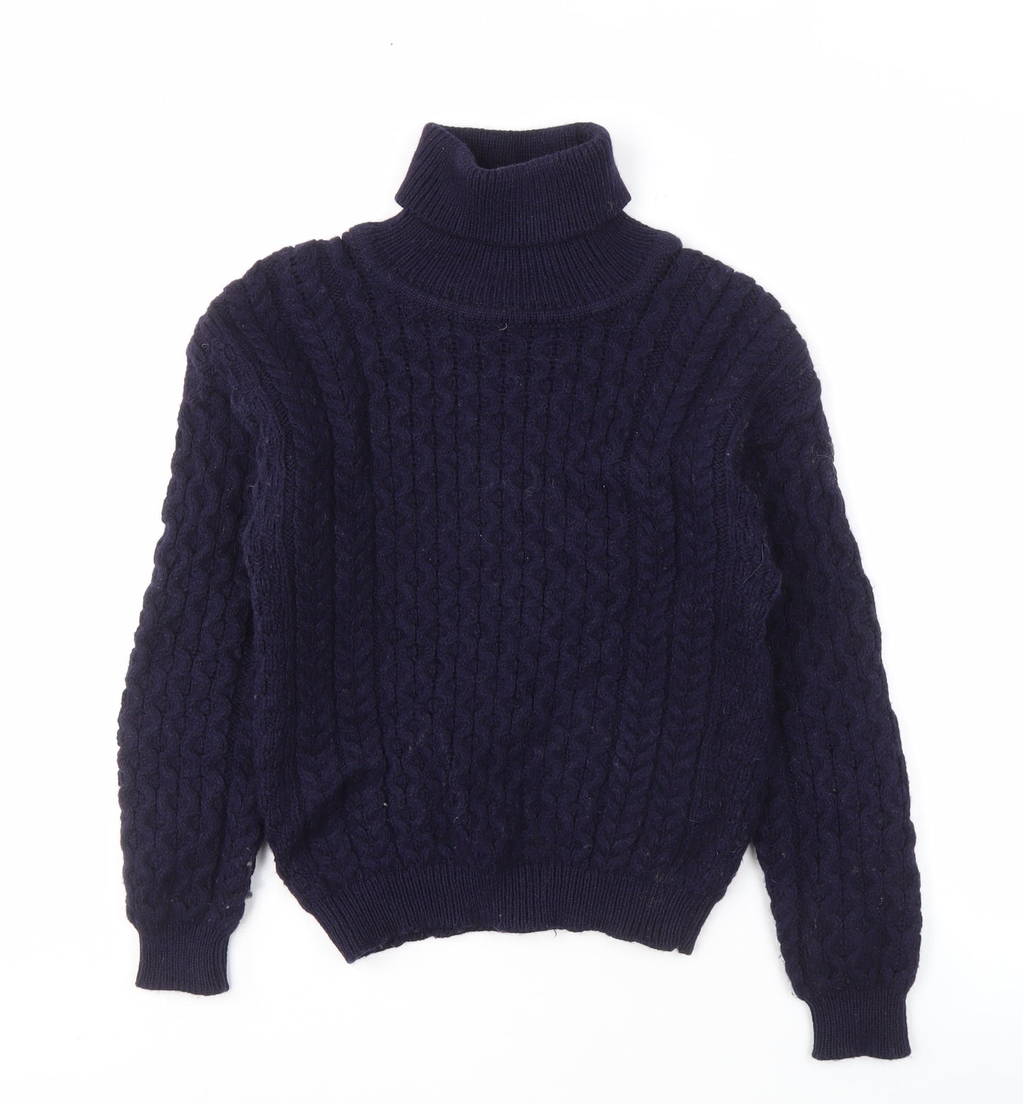 Aran Sweater Market Men's Blue Roll Neck Pullover Jumper S