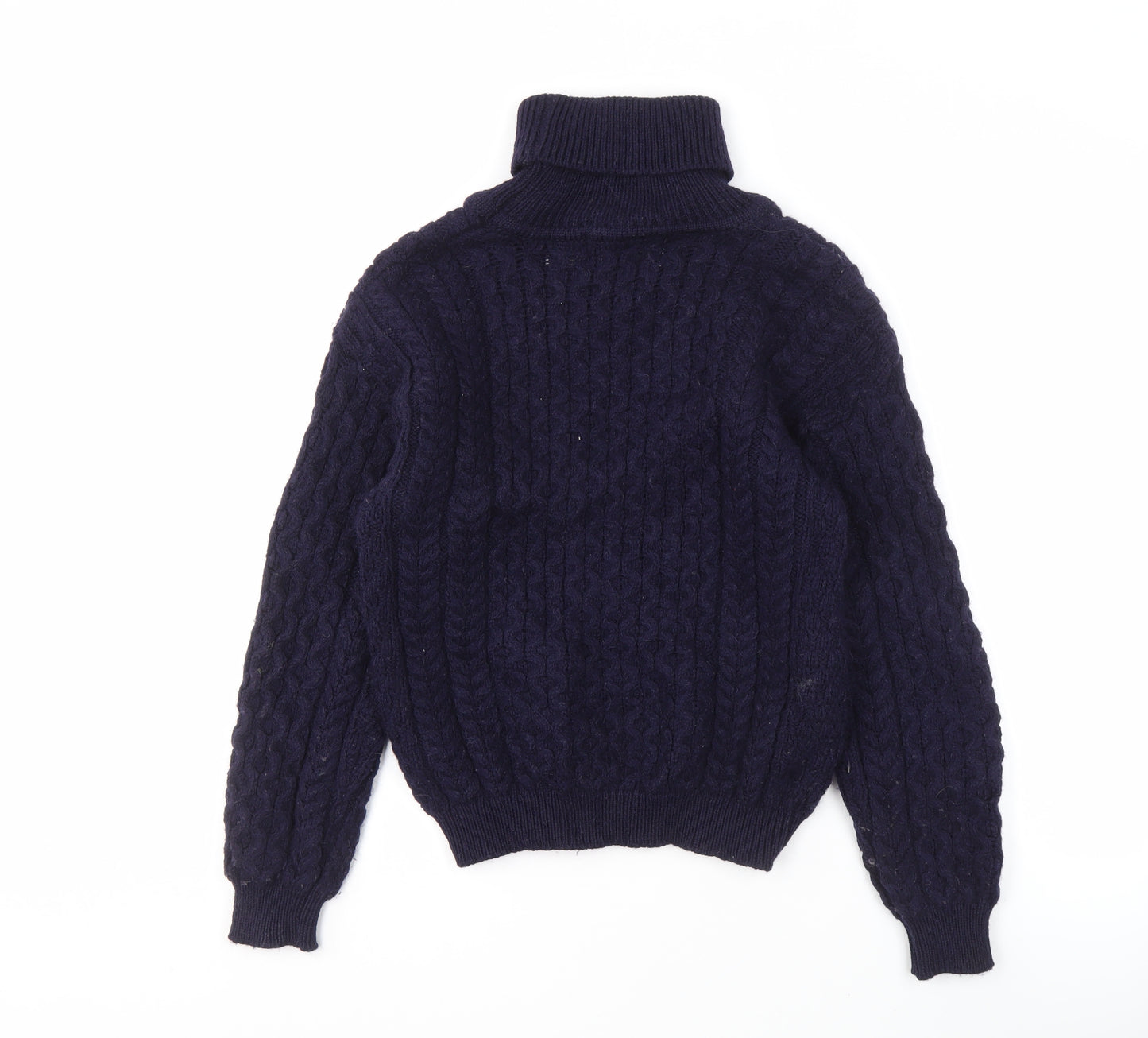 Aran Sweater Market Men's Blue Roll Neck Pullover Jumper S