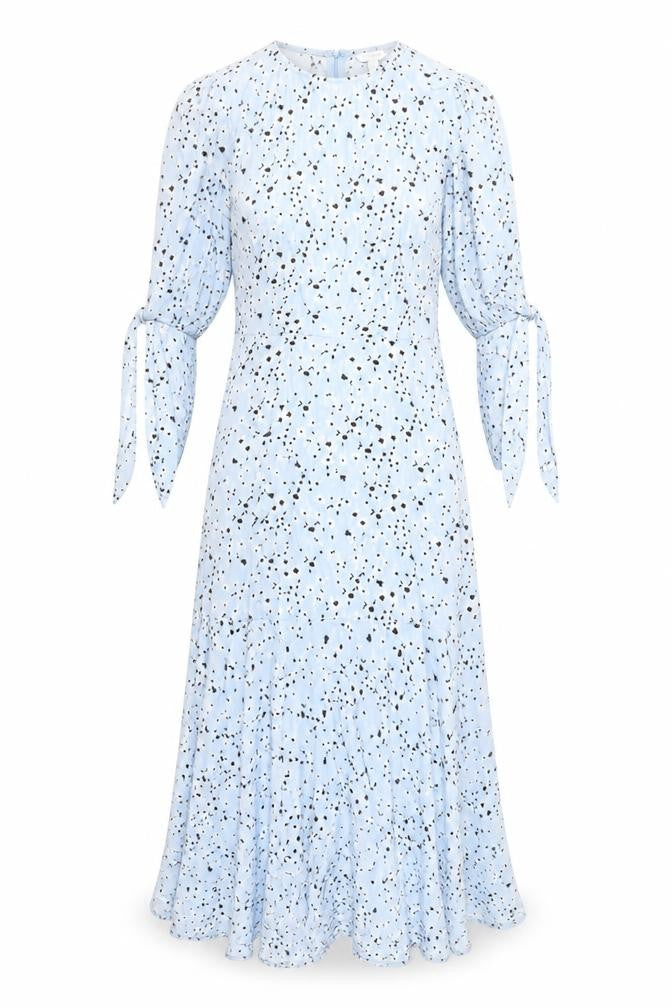 Front view of Monsoon Women's Blue Animal Print Dress, size S
