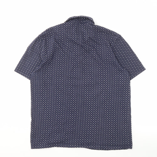 Next Men's Blue Geometric Polo L Size Collared Short Sleeve