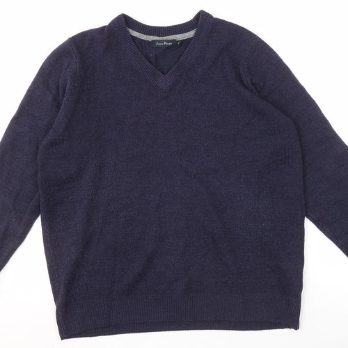 James Pringle Men's Blue V-Neck Pullover Jumper M