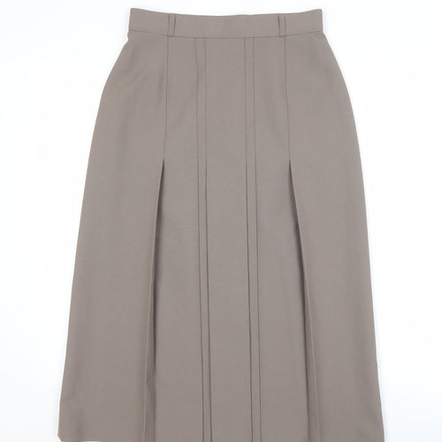 St Michael Women's Brown Pleated Midi Skirt, Size 12