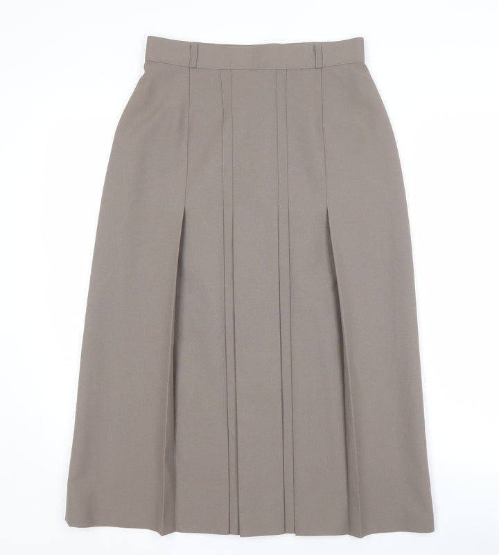 St Michael Women's Brown Pleated Midi Skirt, Size 12