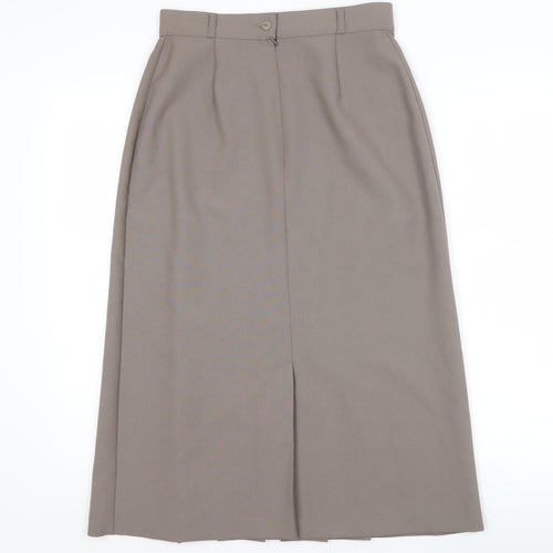St Michael Women's Brown Pleated Midi Skirt, Size 12