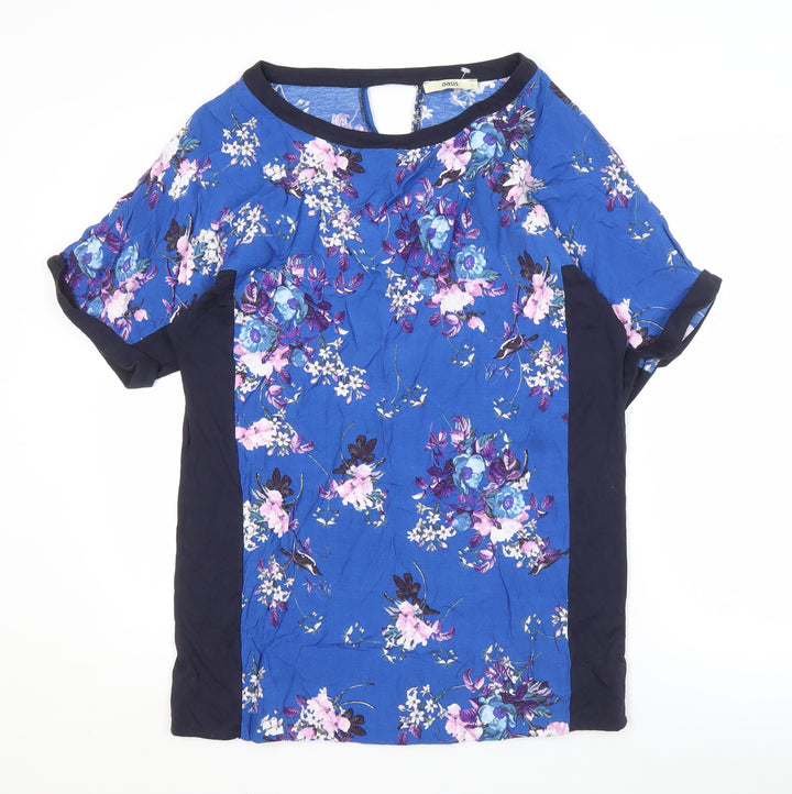 Oasis Women's Blue Floral Blouse, Size L, Short Sleeve