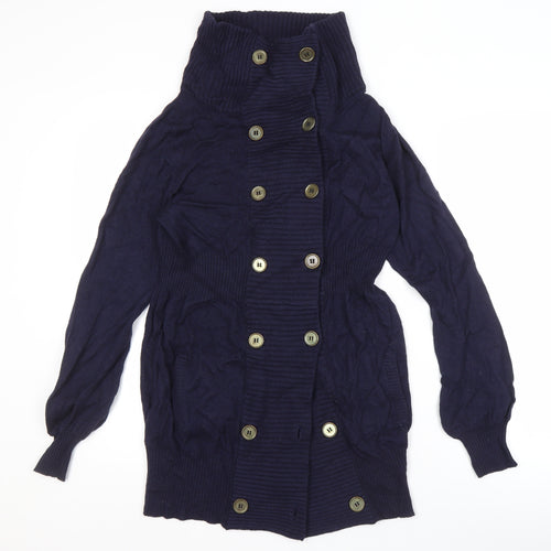 Jovonna London Women's Blue Cardigan, Size 12, High Neck