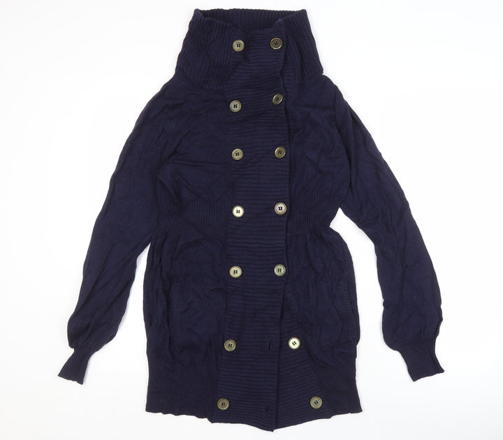 Jovonna London Women's Blue Cardigan, Size 12, High Neck