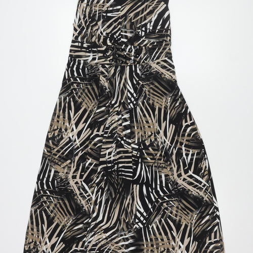 David Emanuel Women's Black Beige Geometric Midi Dress