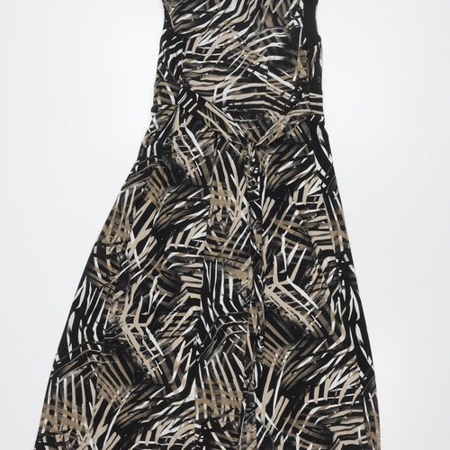 David Emanuel Women's Black Beige Geometric Midi Dress