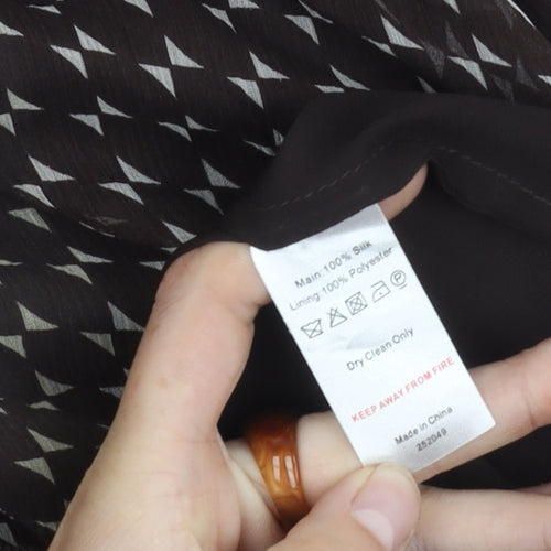 Monsoon Women Brown Silk Flutter Sleeve Dress