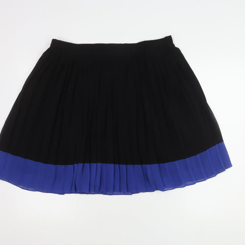 Next Women's Black Blue Pleated Skirt Size 16