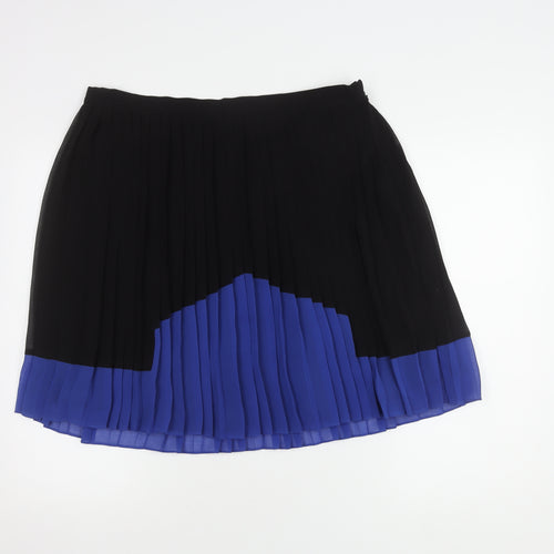 Next Women's Black Blue Pleated Skirt Size 16
