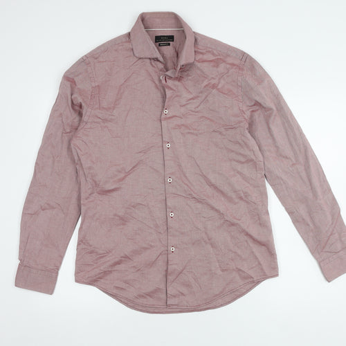 Zara Men's Red Cotton Regular Fit Shirt L