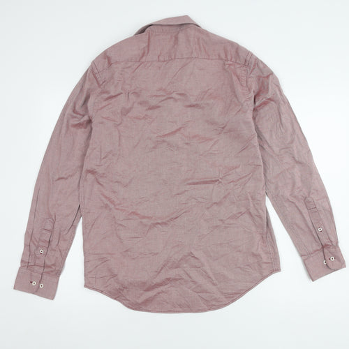 Zara Men's Red Cotton Regular Fit Shirt L