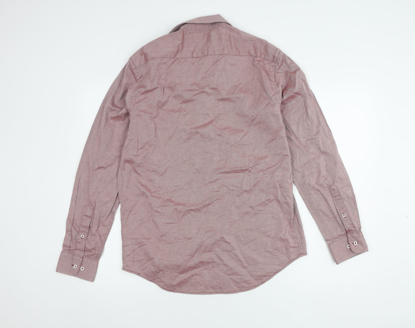 Zara Men's Red Cotton Regular Fit Shirt L