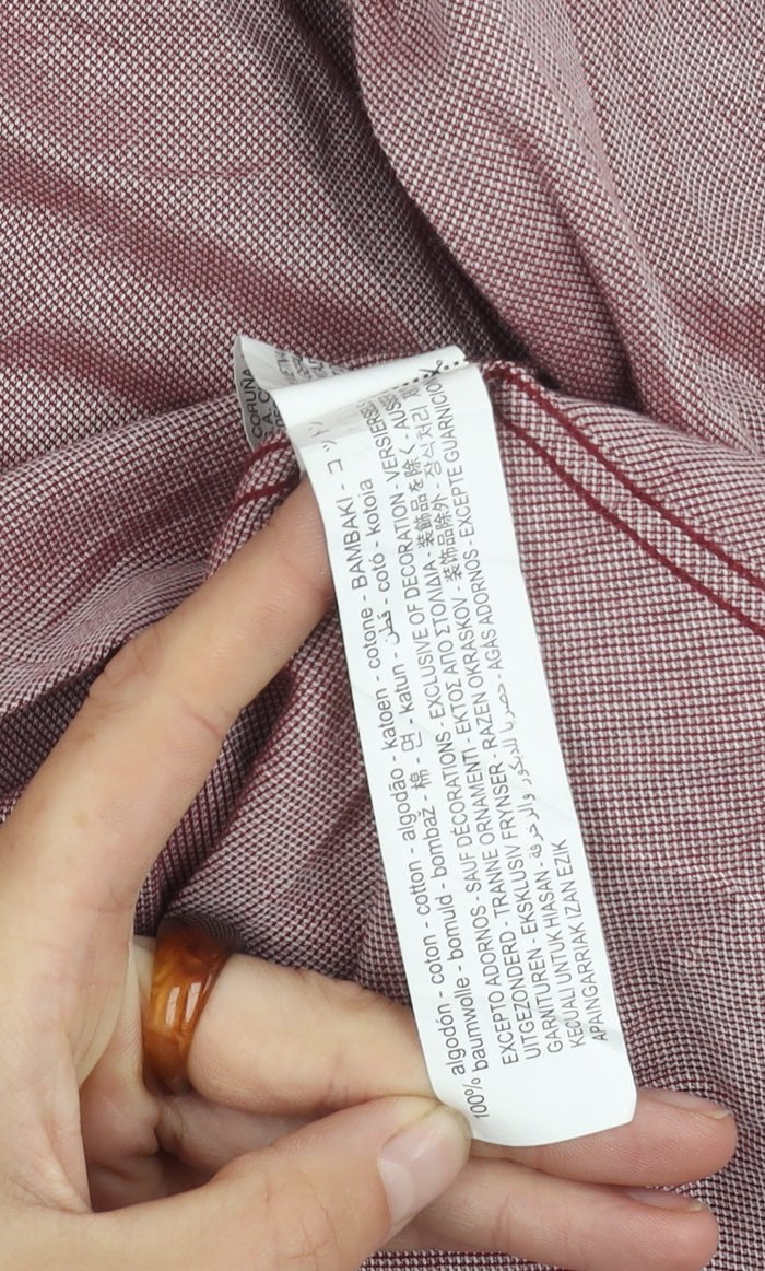 Zara Men's Red Cotton Regular Fit Shirt L