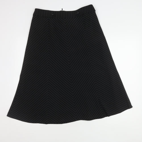 Volonté Women's Black A-Line Striped Midi Skirt Size 14
