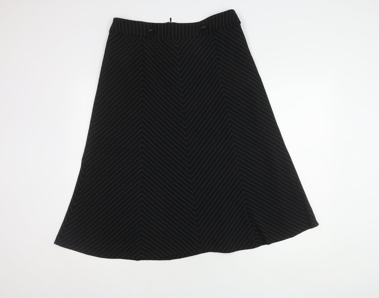 Volonté Women's Black A-Line Striped Midi Skirt Size 14